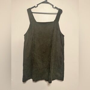Olive Green Sleeveless Corduroy Dress